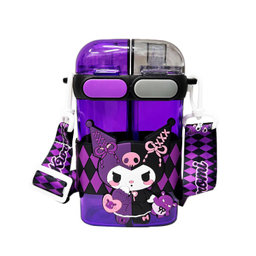 قمقمه مدل دو مخزنه کرومی عروسکی گنجایش 0.65 میلی لیتر به همراه برچسب شب تاب