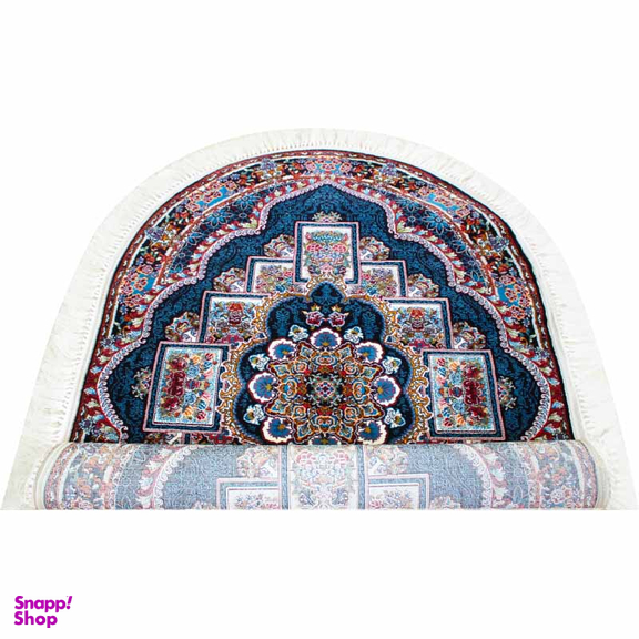 فرش ماشینی مدل بیضی طرح ناردون رنگ سرمه ای