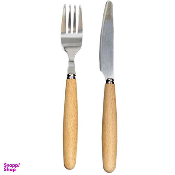 ست کارد و چنگال میوه خوری 12 پارچه مدل دسته چوبی