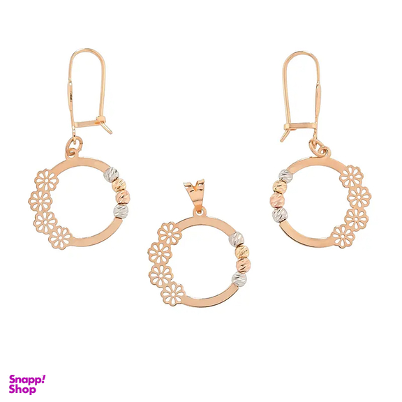 نیم ست طلا 18 عیار زنانه میلی گالری مدل گوی تراش طرح گل کد MT255