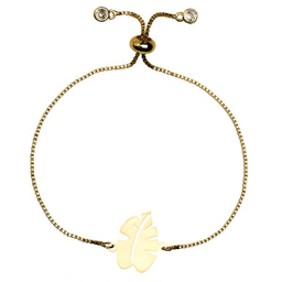 دستبند طلا 18 عیار دخترانه کرابو طرح برگ انجیر مدل Krd1270