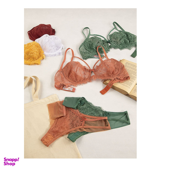 ست شورت و سوتین توری فنردار بارون کد 345 رنگ سبز یشمی