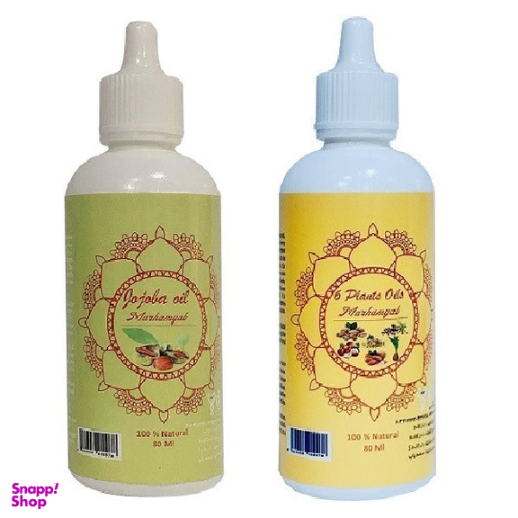 روغن تقویت کننده مو، مژه و ابرو مرهم یاب مدل شش گیاه و جوجوبا حجم 80 میلی لیتر مجموعه 2 عددی