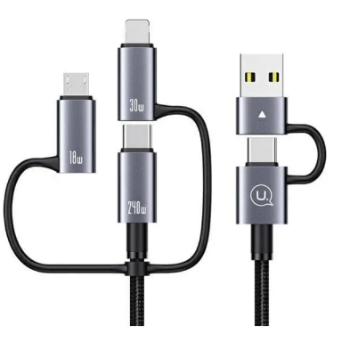کابل 240 وات USB/Type-C به MicroUSB/Lightning/Type-C یوسمز مدل SJ737 طول 1.2 متر