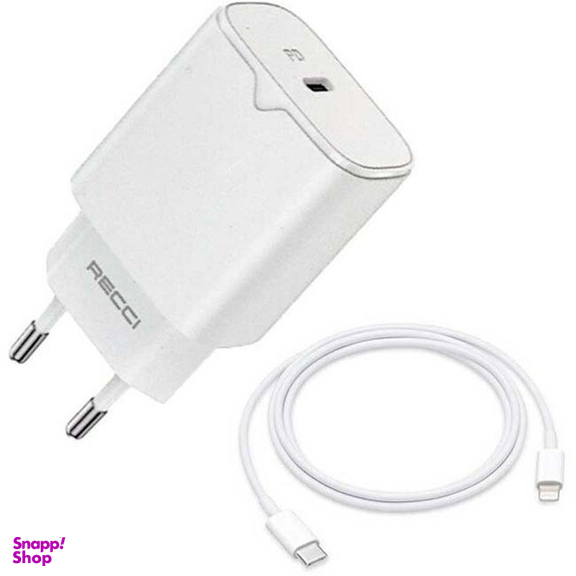 شارژر دیواری گوشی موبایل رسی مدل RC50ECL به همراه کابل Type-C به Lightning