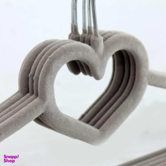 چوب لباسی مخمل طرح قلب مدل Heart بسته 5 عددی