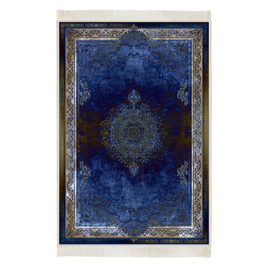 فرش ماشینی چاپی بدون تار و پور هانوکس مدل آتش آبی کد HAC.157.1