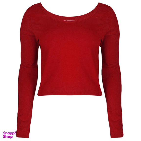 کراپ‌ تیشرت آستین بلند زنانه کانتکس مدل 249014505 رنگ قرمز