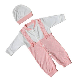 ست سرهمی و کلاه نوزاد مدل aramiss کد 1 رنگ صورتی