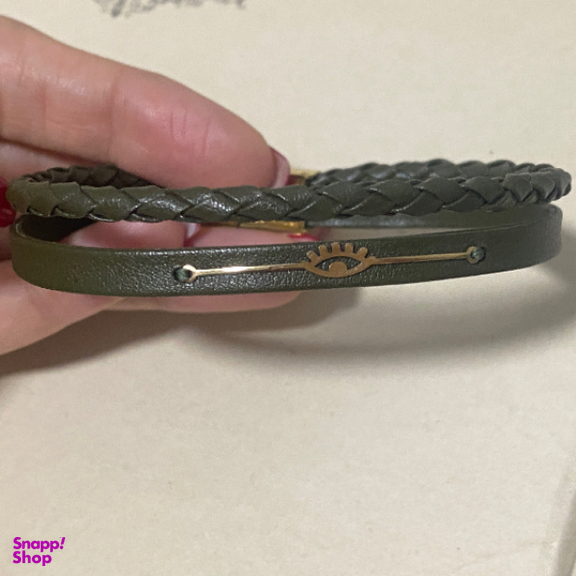 دستبند چرم و طلا 18 عیار زنانه طرح گربه کد 4345