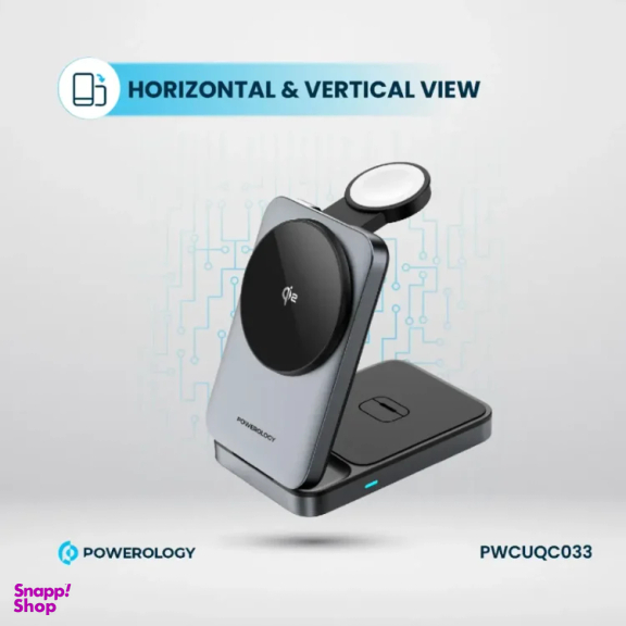 شارژر رومیزی مغناطیسی پاورولوژی مدل Qi2 Multi-Device Hub PWCUQC033