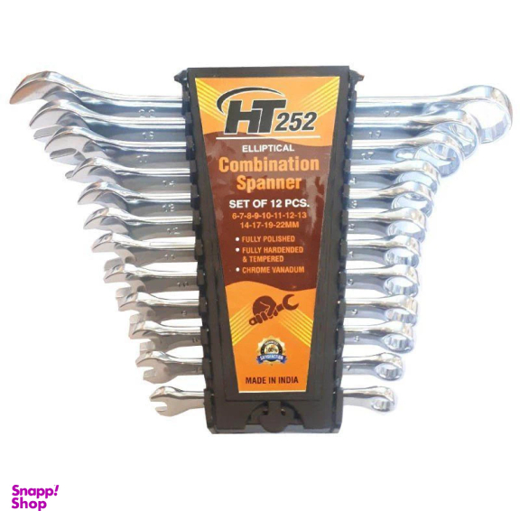 آچار یک سر تخت یک سر رینگی اچ تی مدل HT0-252 مجموعه ۱۲ عددی