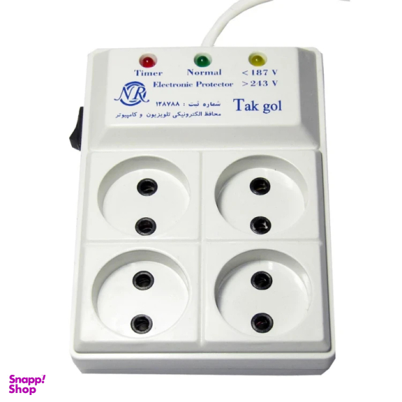 محافظ ولتاژ و چندراهی برق تک گل مدل 4Sochets مجموعه 3 عددی