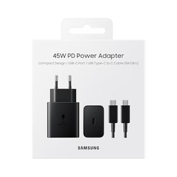 شارژر 45 وات USB-C سامسونگ همراه با کابل Type-C به Type-C مدل EP-TA845XBEGCN