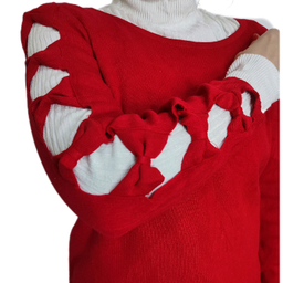 بلوز زنانه مدل پاپیونی کد 421 رنگ قرمز