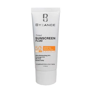 کرم ضد آفتاب SPF50+ بیزانس مناسب پوست چرب شماره 20 رنگ بژ طبیعی حجم 40 میلی لیتر