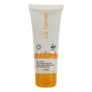 ضدآفتاب مینرال بیرنگ لافارر مدل SPF40 plus مناسب انواع پوست وزن 40 گرم