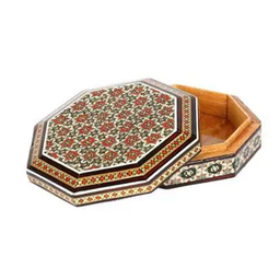 جعبه سکه خاتم کاری 8 ضلعی
