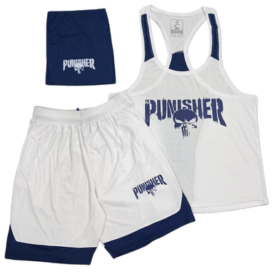 ست تاپ و شلوارک و اسکارف ورزشی مردانه کد 1604 رنگ سفید