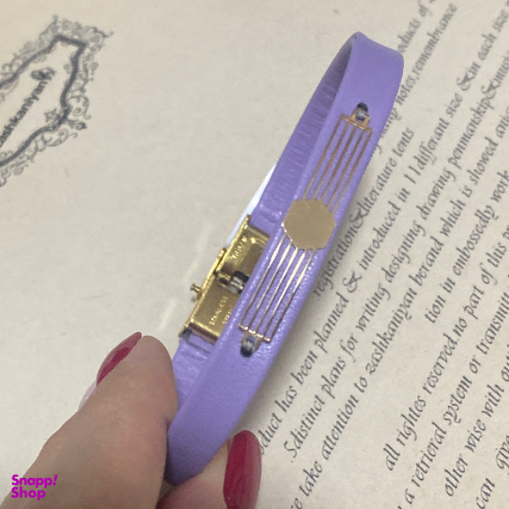 دستبند چرم و طلا 18 عیار زنانه طرح شش ضلعی کد 4337