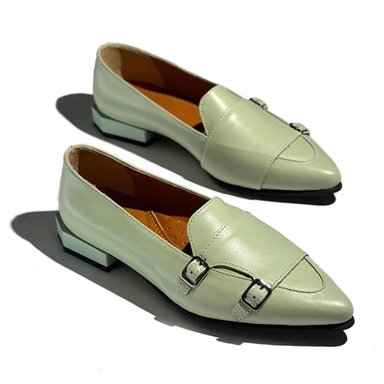 کفش روزمره زنانه چرم کاکتوس ws1038 مدل رنگ پسته ای