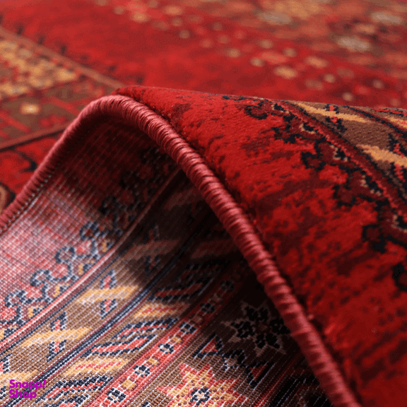فرش ماشینی بزرگمهر طرح بلوچی کد 78005 رنگ قرمز