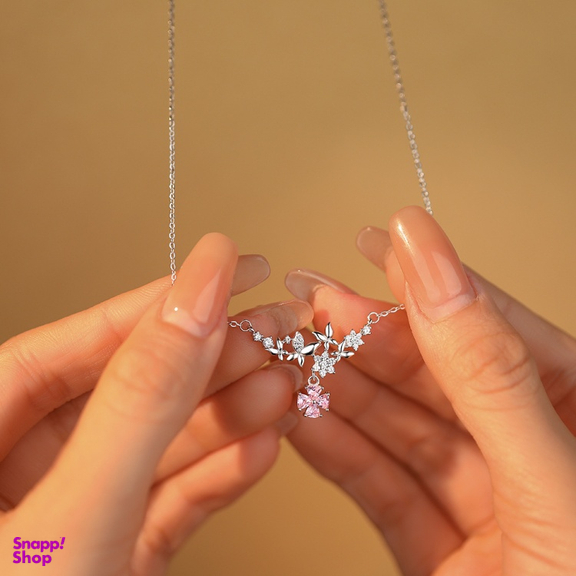 گردنبند نقره زنانه کد N2170 رنگ صورتی