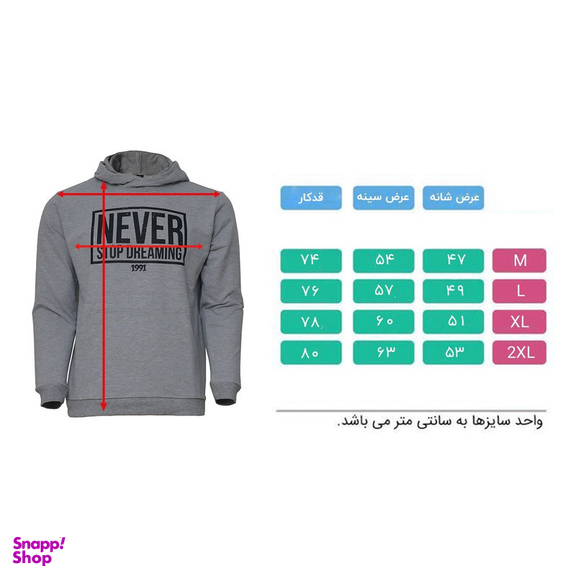 هودی مردانه 1991 اس دبلیو مدل Never Gray