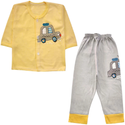 ست شومیز و شلوار نوزادی مدل تاکسی کد 3929 رنگ زرد