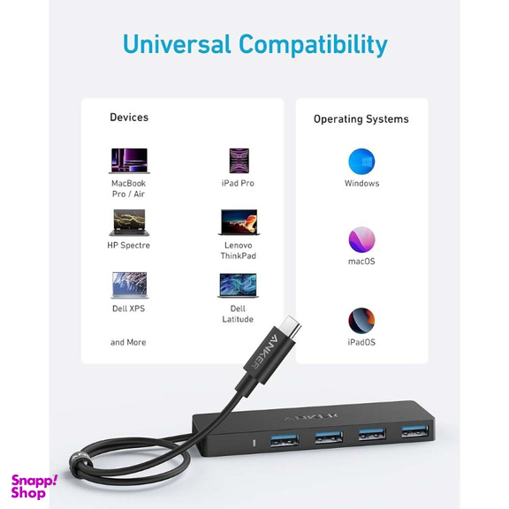 USB هاب 4 پورت Type-C انکر مدل A8309