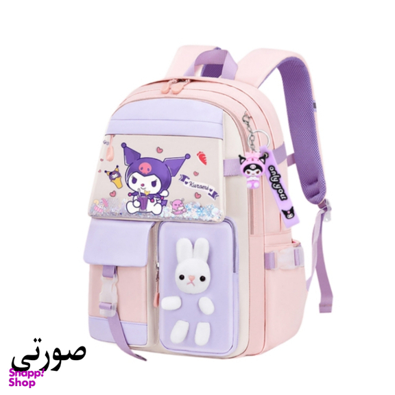کوله پشتی مدرسه دخترانه مدل فانتزی آکواریومی خرگوشی طرح کرومی کد 6598
