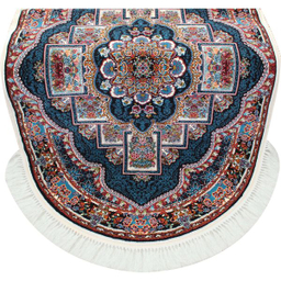 فرش ماشینی مدل بیضی طرح ناردون زمینه سرمه ای