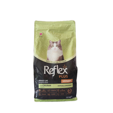 غذا خشک گربه بالغ رفلکس پلاس مدل یورینری هایپوآلرژنیک طعم مرغ وزن 1500 گرم
