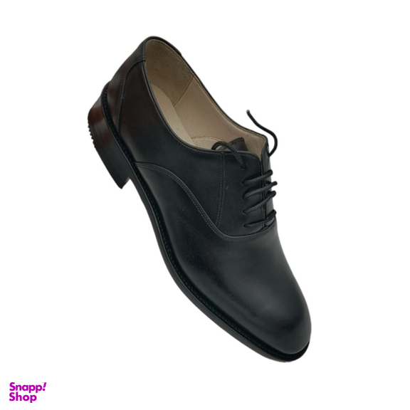 کفش رسمی مردانه چرم ریباری مدل دست دوز زیره چرم کد 3 رنگ مشکی