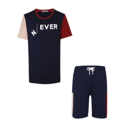 ست تیشرت و شلوارک مردانه مادر مدل دایان کد AM-MA48P رنگ سرمه ای