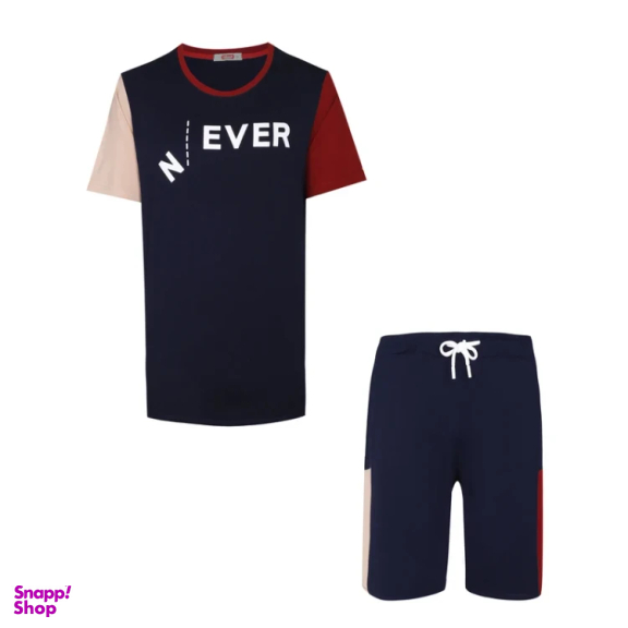 ست تیشرت و شلوارک مردانه مادر مدل دایان کد AM-MA48P رنگ سرمه ای