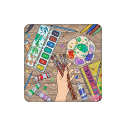 زیرلیوانی طرح نقاش و نقاشی و پالت رنگ کد 4834511