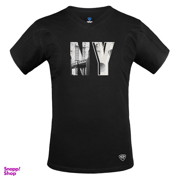 تیشرت نانو آنتی باکتریال ضد تعریق مردانه تاپیک طرح NY رنگ مشکی