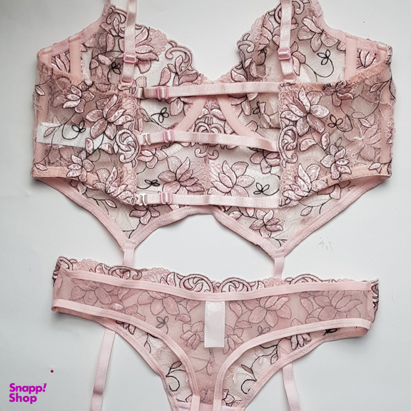 لباس خواب زنانه برتا مدل توری فنردار کد 2600EMP رنگ صورتی چرک