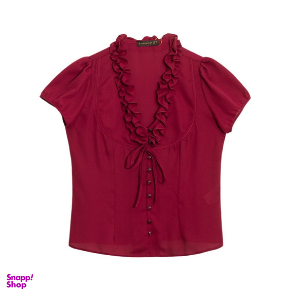 بلوز زنانه برنس مدل فوژان رنگ زرشکی