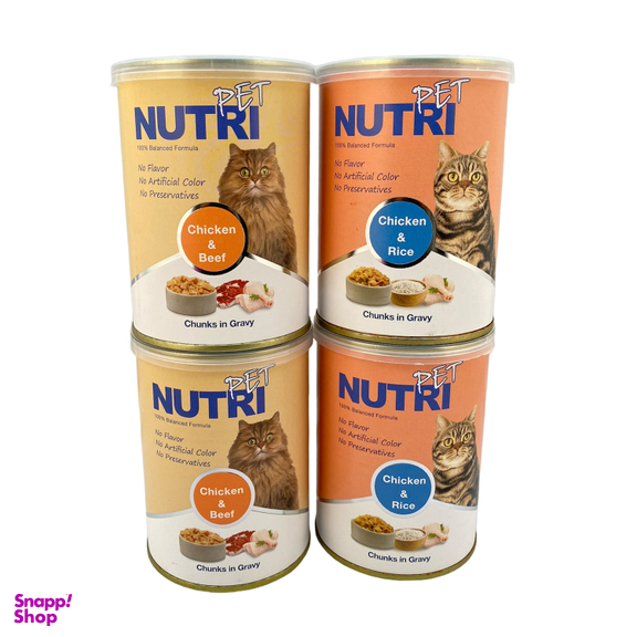 کنسرو غذای گربه نوتری پت مدل مرغ و برنج، مرغ و گوشت وزن 1700 گرم مجموعه 4 عددی
