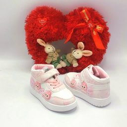 نیم بوت دخترانه مدل RO10218 رنگ سفید صورتی