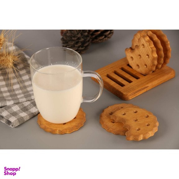 زیرلیوانی طرح بیسکوئیت دایره ای بسته 6 عددی