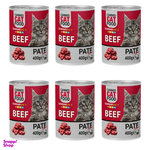 کنسرو گربه شهرپت مدل Beef وزن 400 گرم بسته 6 عددی
