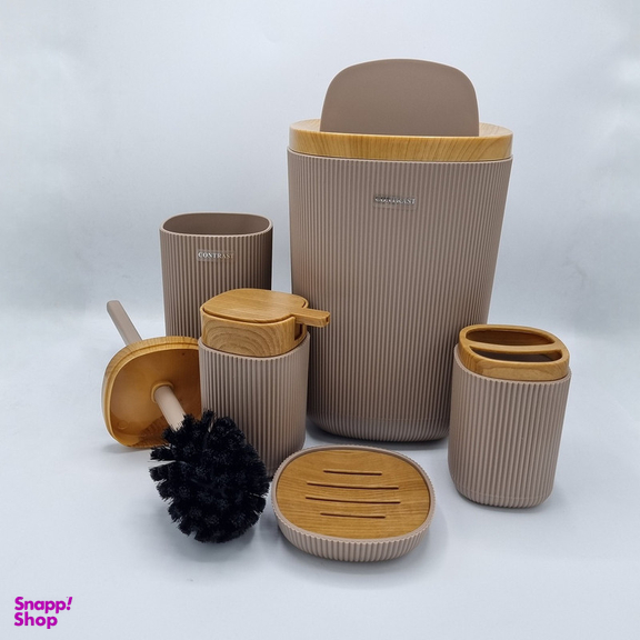 ست سرویس بهداشتی پنج پارچه کنتراست مدل روما 7900 طرح چوب