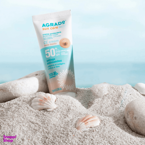 کرم ضد آفتاب و ضد لک آنتی اکسیدان آگرادو مدل SPF50 رنگ متوسط CC کرم حجم 75 میلی لیتر