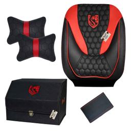 روکش صندلی چرم خودرو مدل ENZOE12A به همراه پشت گردنی و باکس و دور فرمان مناسب برای پژو 206