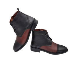نیم بوت مردانه چرم ریباری مدل Z20 رنگ مشکی قهوه ای