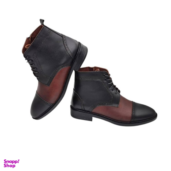 نیم بوت مردانه چرم ریباری مدل Z20 رنگ مشکی قهوه ای