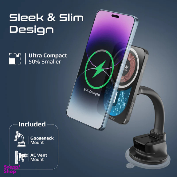 پایه نگهدارنده و شارژر بی سیم گوشی موبایل پرومیت مدل LUCIDMOUNT-15